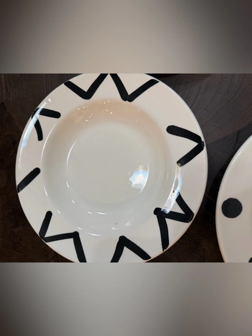 Pier 1 White Ceramic Bowl with Green Brand Stamp